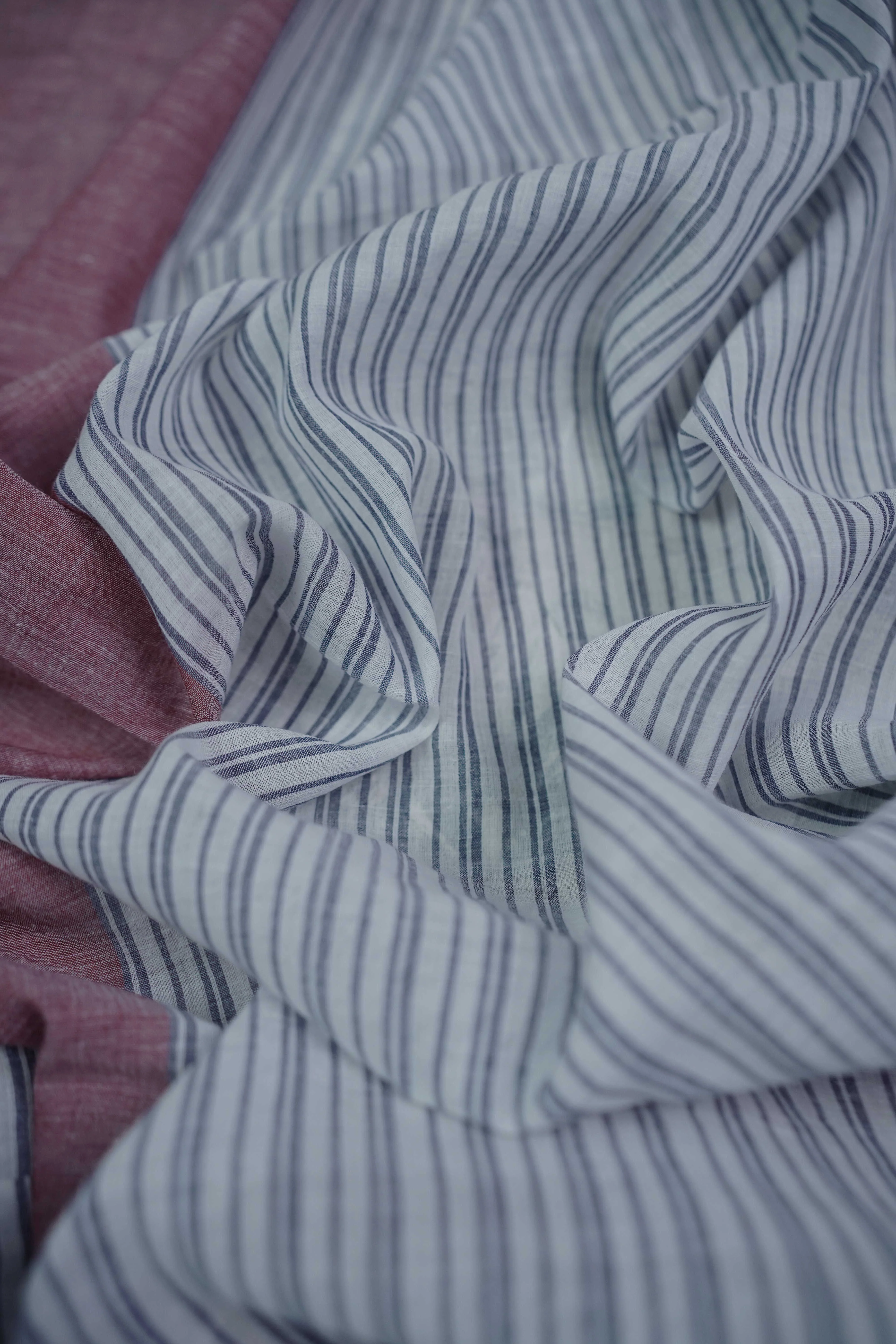 Cream with Stripe Jamdani Cotton Border Fabric - 1.75m - Image 3