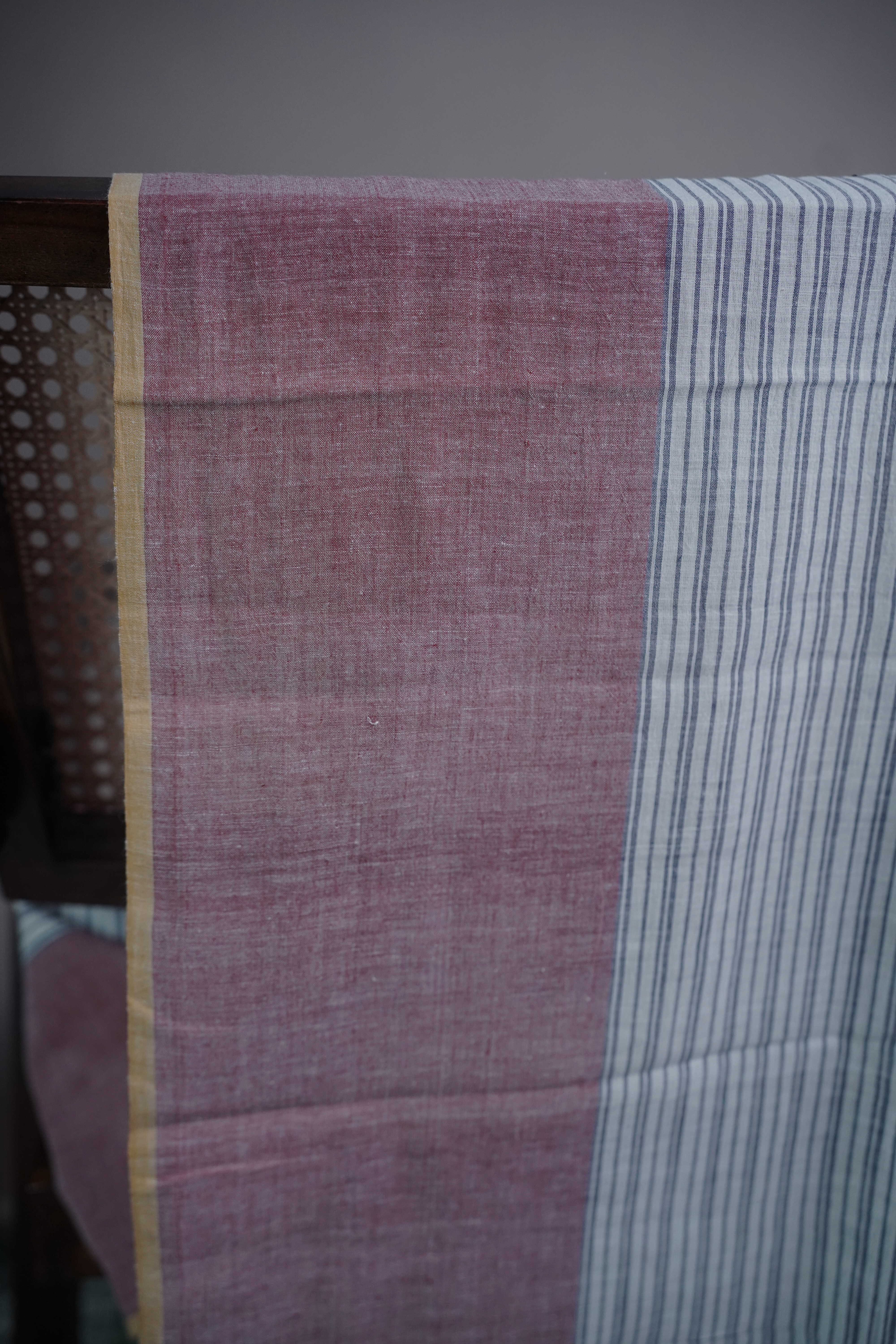 Cream with Stripe Jamdani Cotton Border Fabric - 1.75m - Image 4