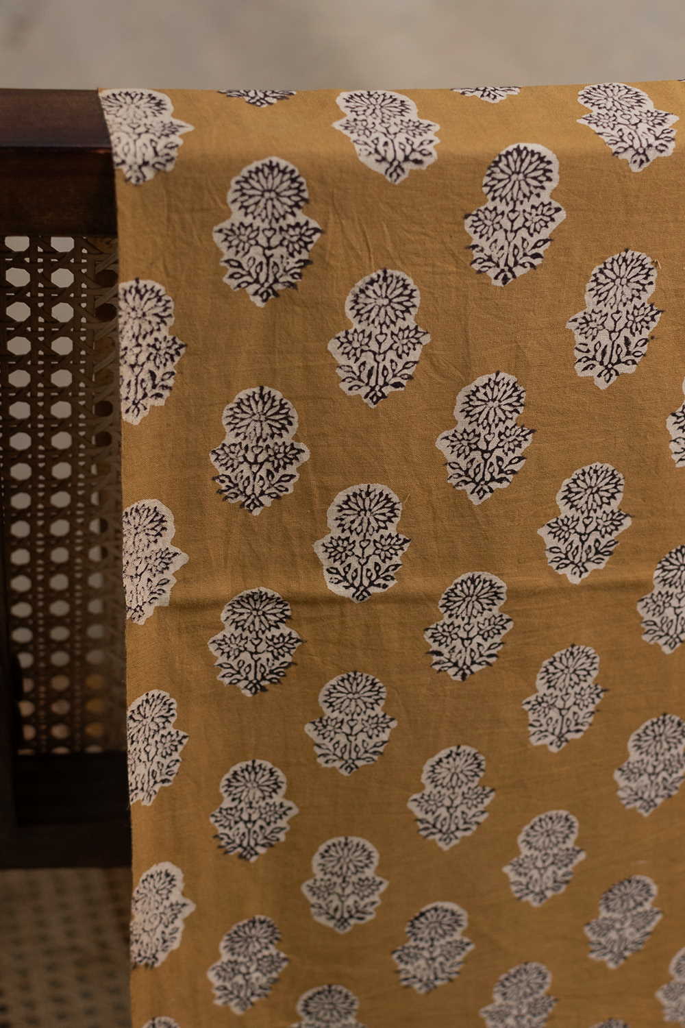 Mustard Yellow Bagru Cotton Fabric - 2m