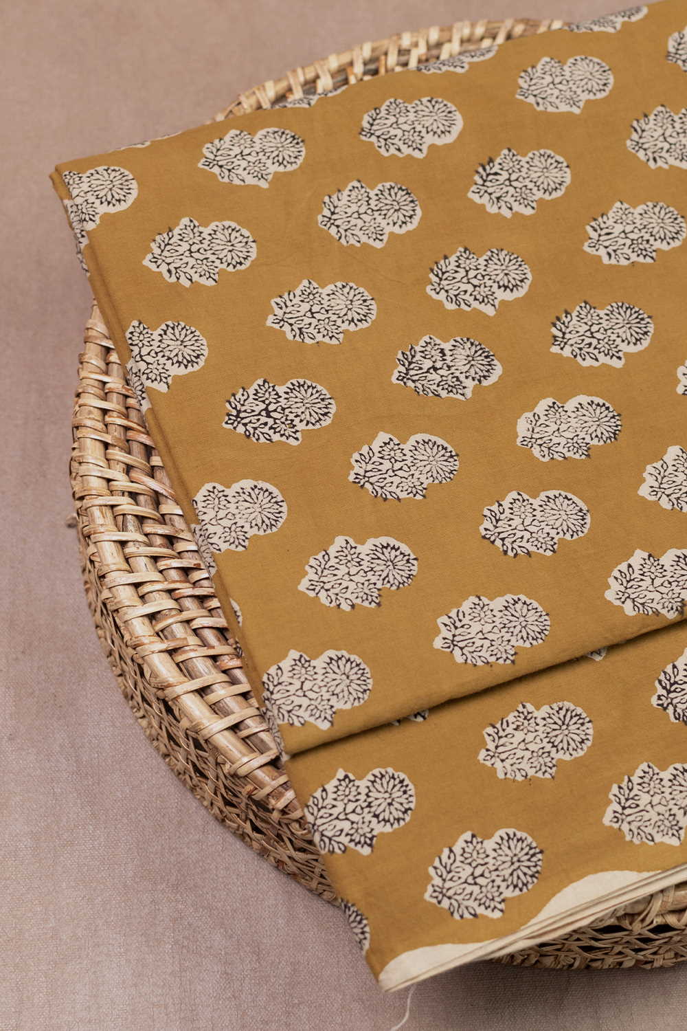 Mustard Yellow Bagru Cotton Fabric - 2m - Image 3