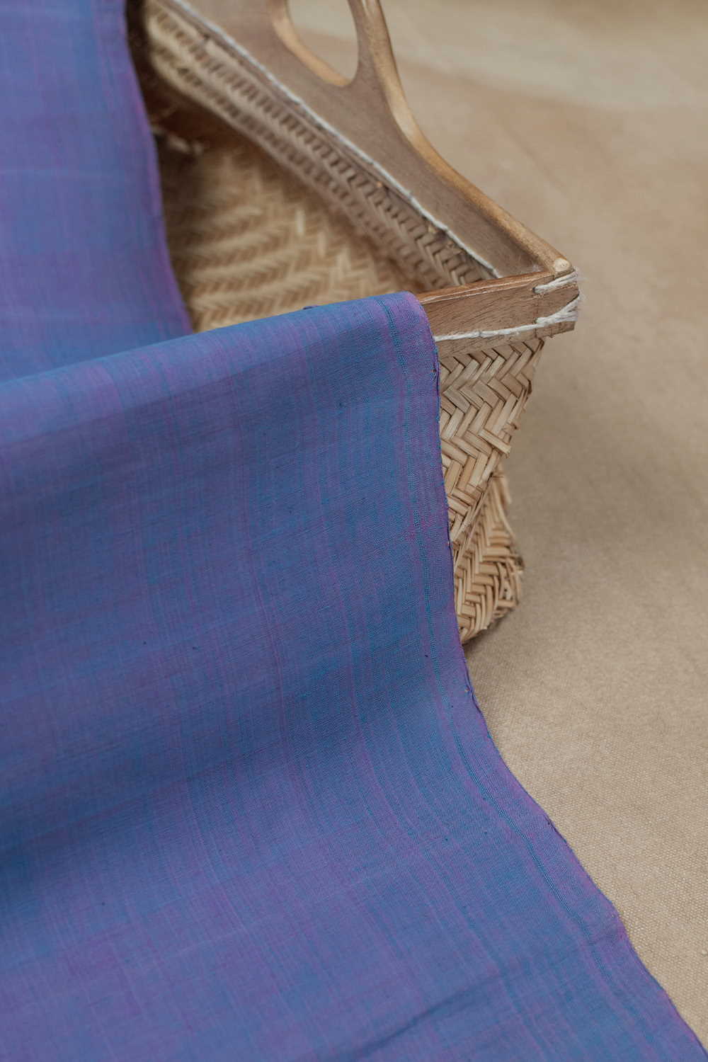Dual Shaded Purple Handwoven Cotton Fabric - 0.75m - Image 2