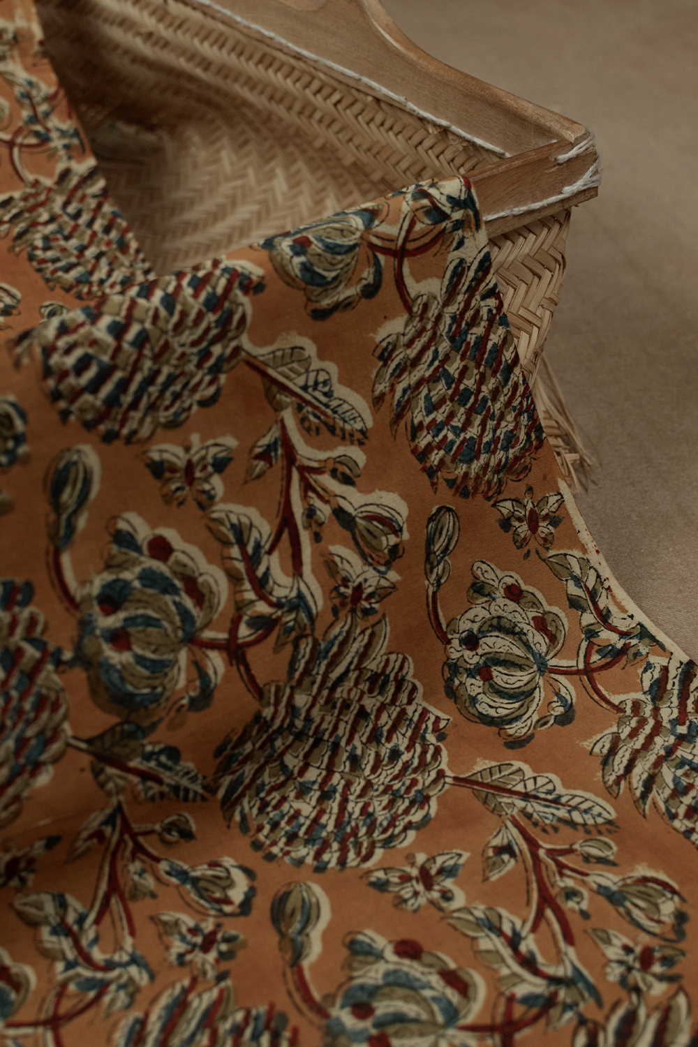 Yellow Garden Printed kalamkari Cotton Fabric - 0.5m - Image 3