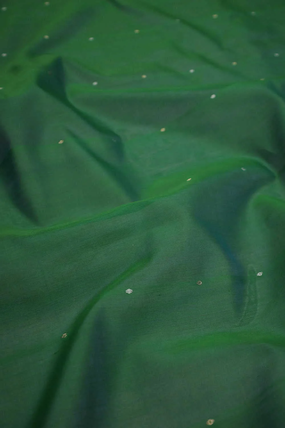 Dot Butta Dark Leaf Green Chanderi Silk Cotton Fabric - 2.3m - Image 2