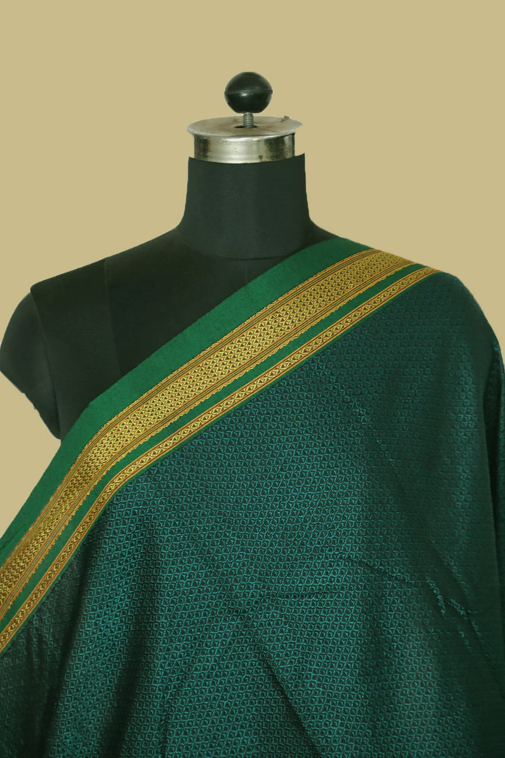 Green with Black Khun Fabric - 0.7m - Image 3