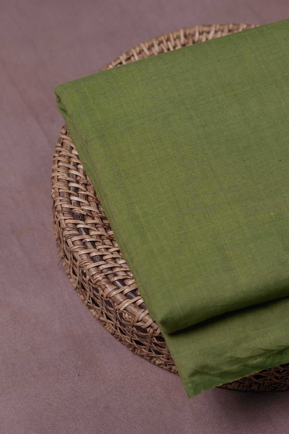 Pickle Green Yarn Dyed Handwoven Cotton Fabric - 0.6m