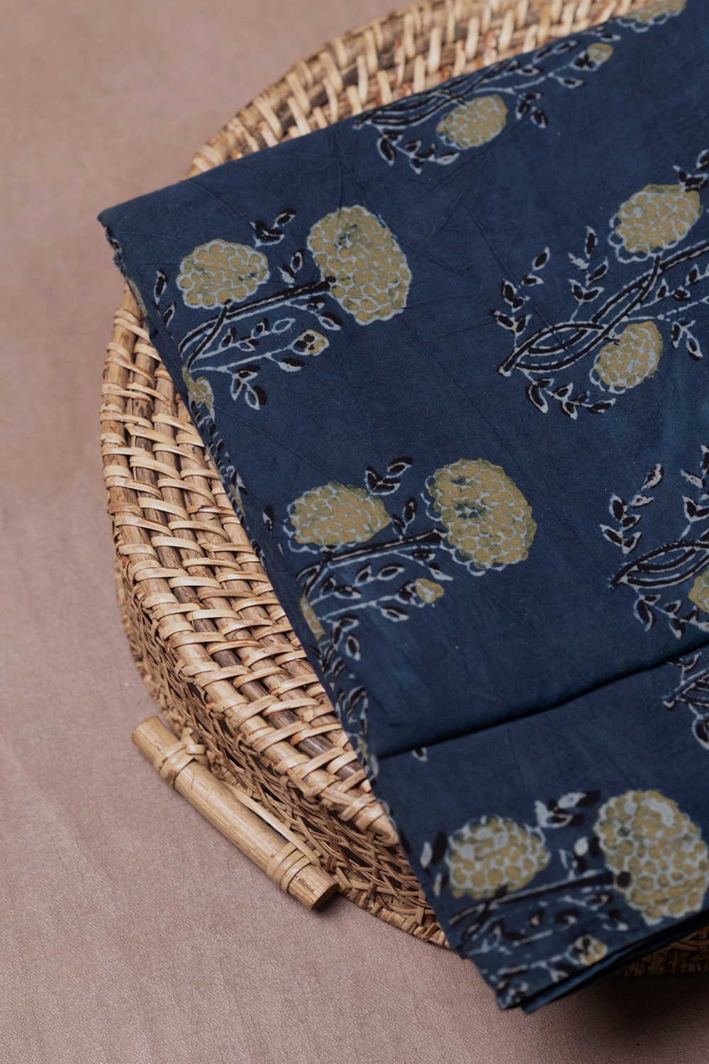 Faded Indigo Ajrak Cotton Fabric - 0.85m - Image 3