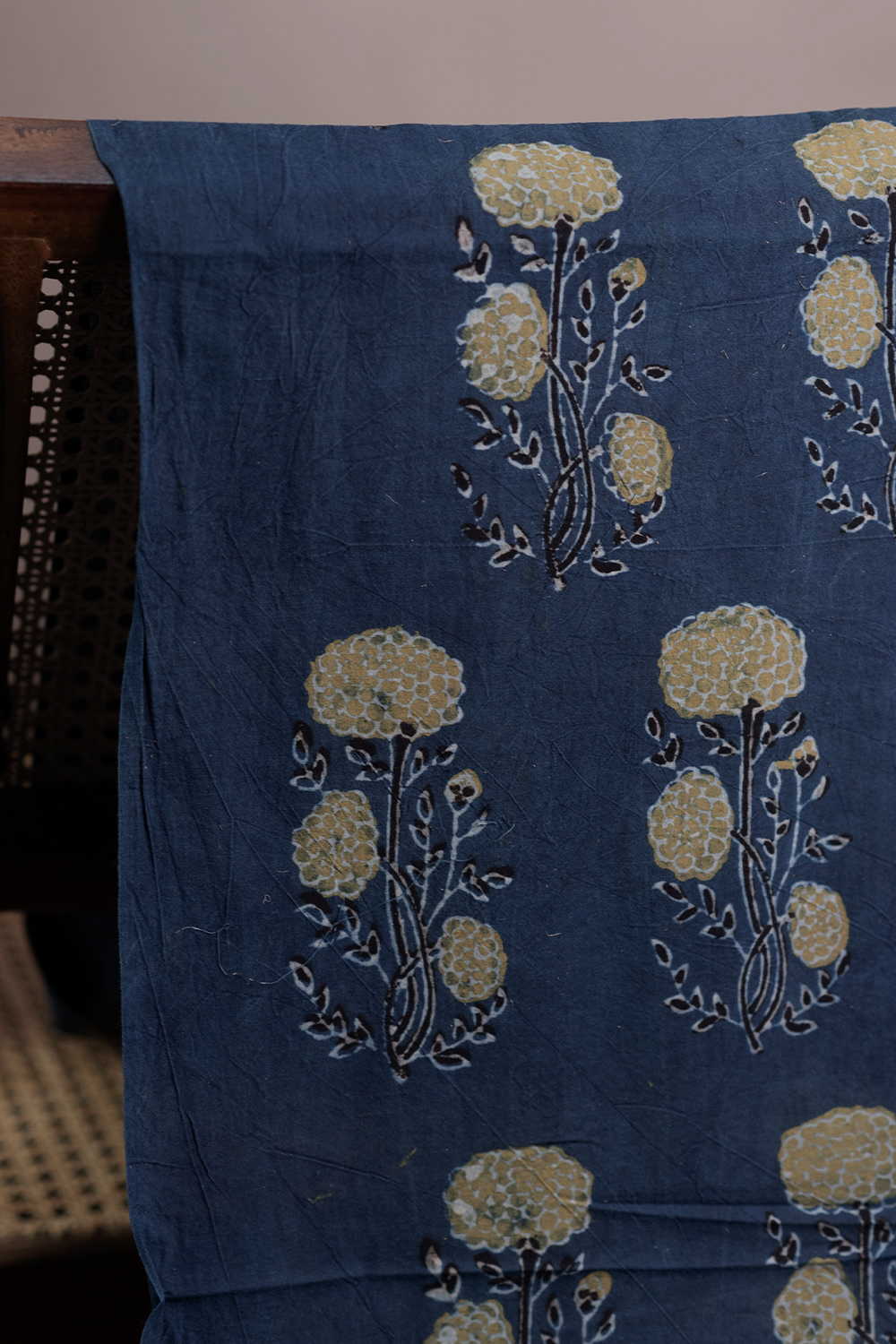 Faded Indigo Ajrak Cotton Fabric - 1.3m