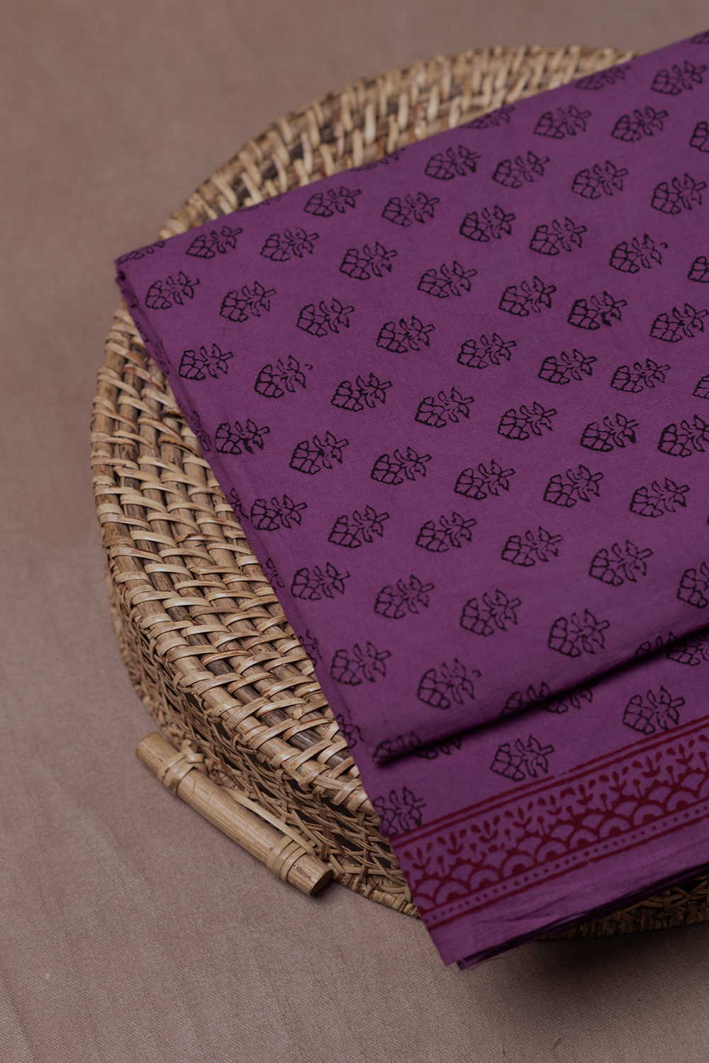 Black Florets - Purple Bagh Cotton Fabric - 1.5m - Image 2