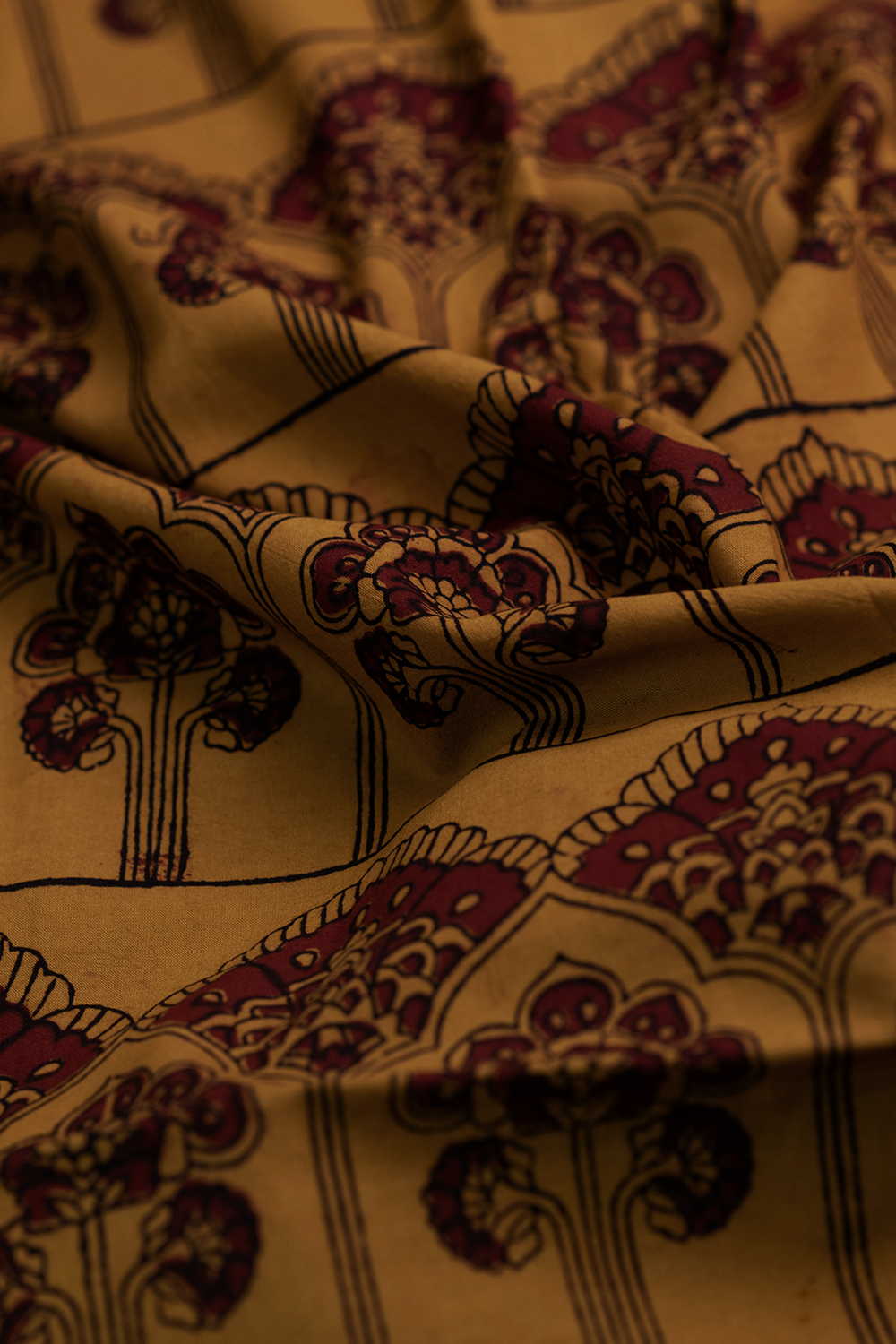Intricate Design on Warm Yellow Bagh Cotton Fabric - 0.5m - Image 3