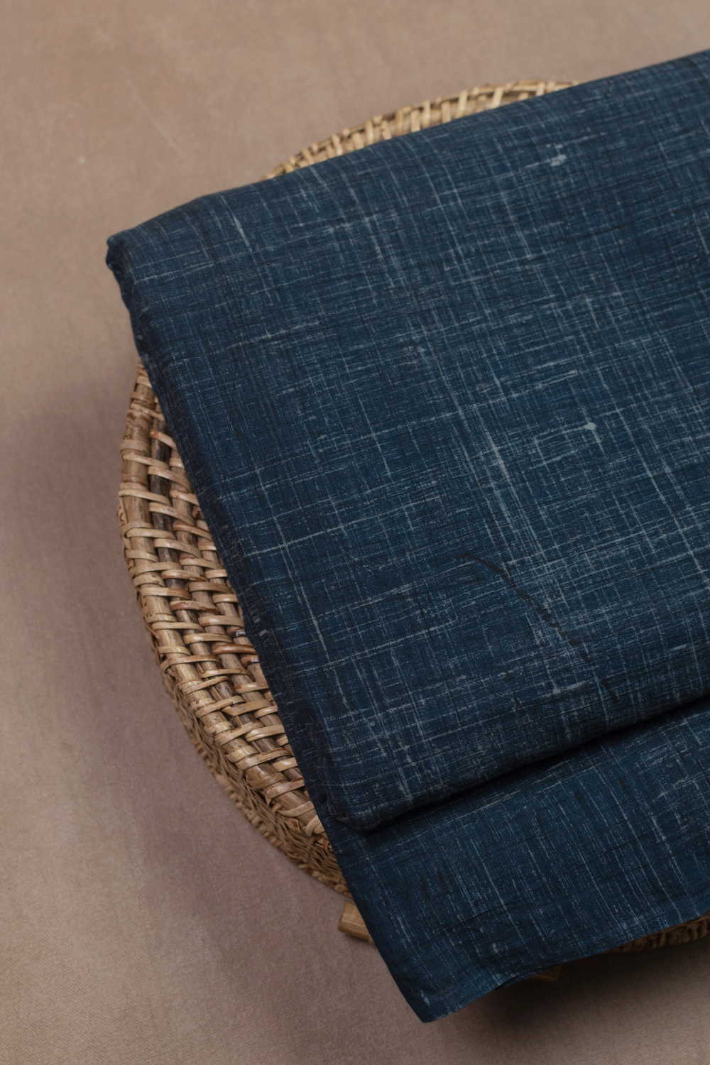 Dusty Indigo Drift Brush Print Ajrak Cotton Fabric - 0.7m