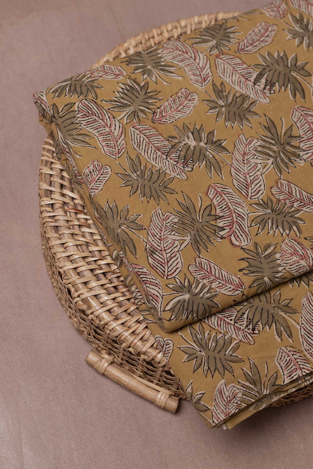 Autumn Leaves Printed kalamkari Cotton Fabric - 1.4m - Image 3