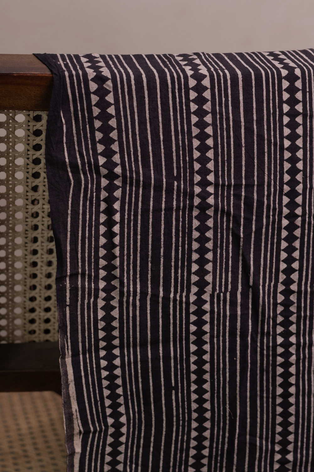 Patterned on Black Ajrak Cotton Fabric - 1.4m