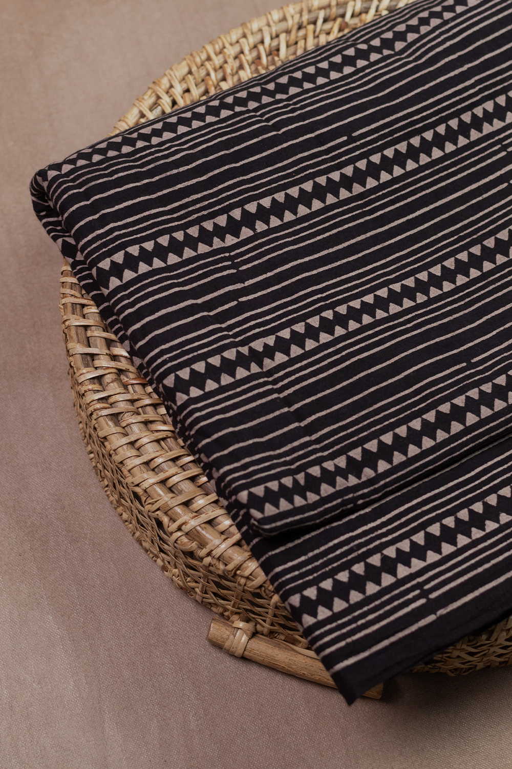Patterned on Black Ajrak Cotton Fabric - 1.4m - Image 3