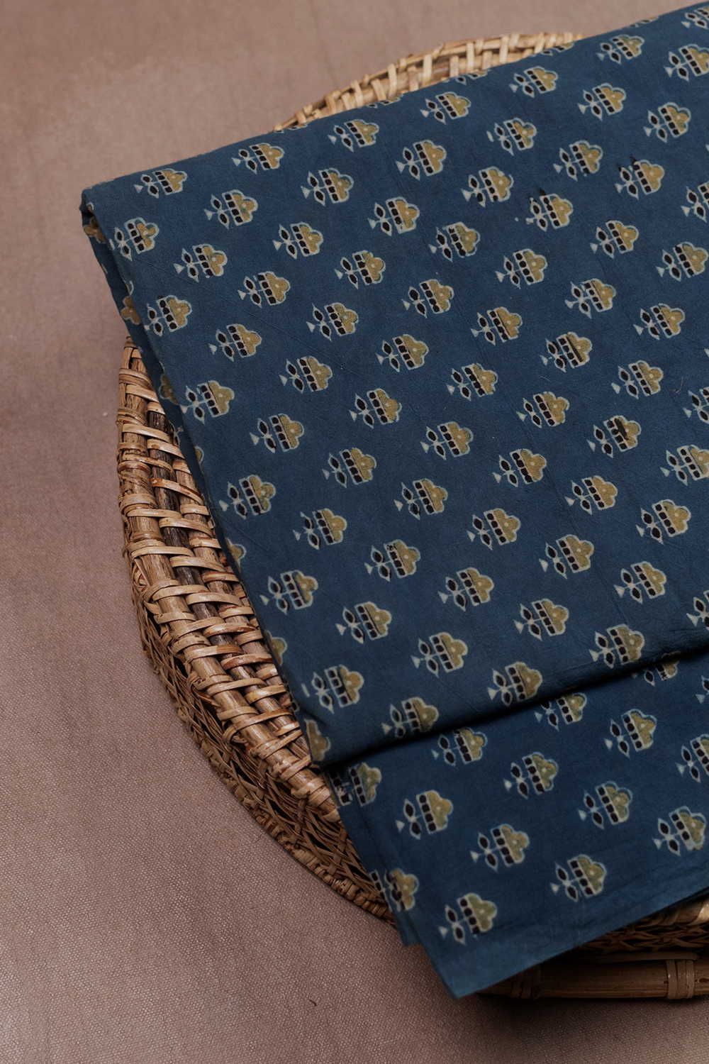 Indigo with Tiny Motifs Ajrak Cotton Fabric - 1.6m