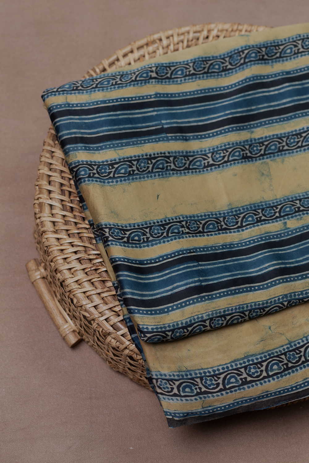 Stripe Pattern Ajrak Modal Silk Fabric - 0.8m