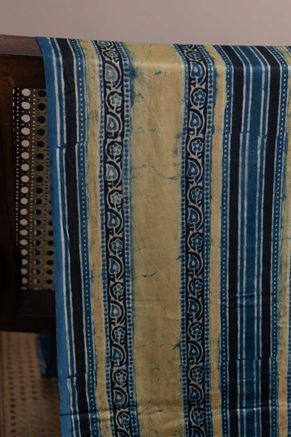 Stripe Pattern Ajrak Modal Silk Fabric - 0.8m - Image 2