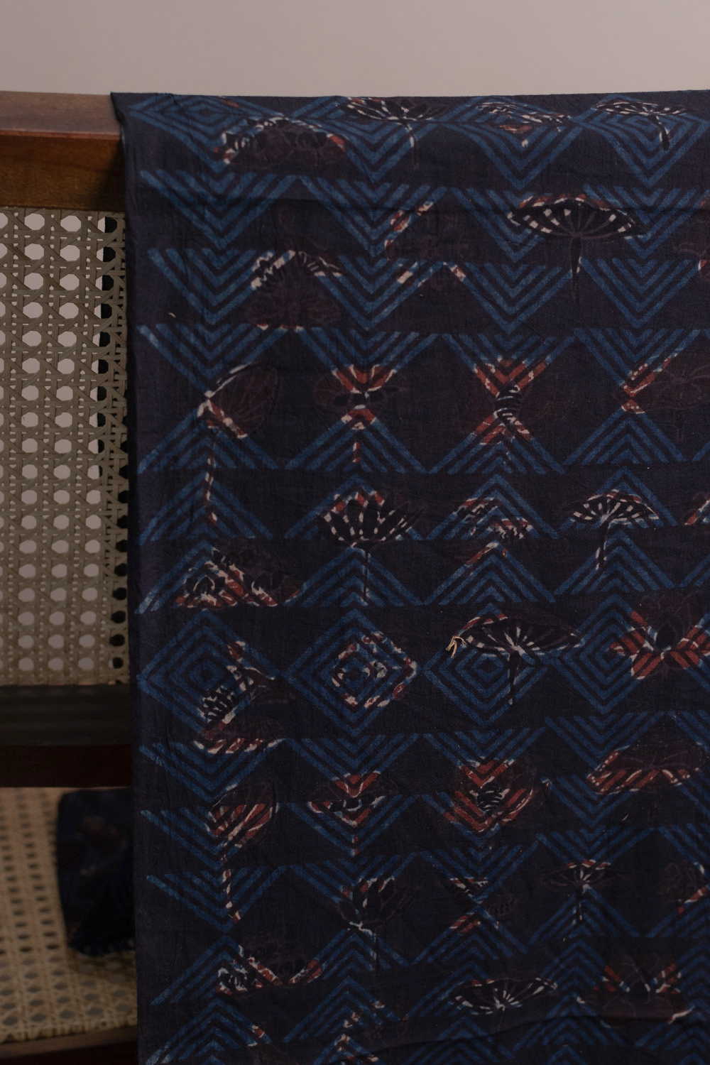 Geometric Bloom Ajrak Cotton Fabric - 1m - Image 2