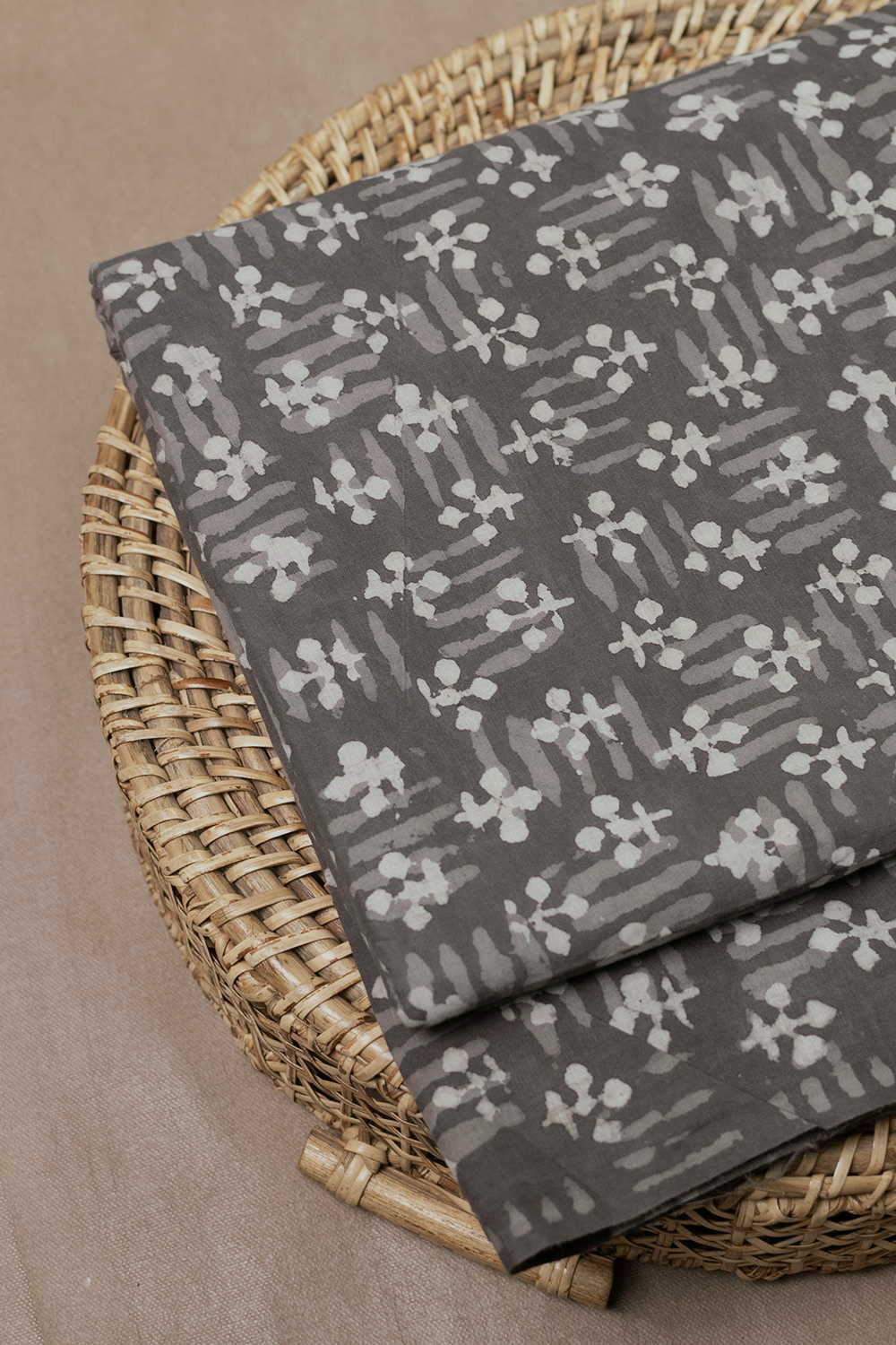 Elephant Grey Dabu Cotton Fabric - 1.6m