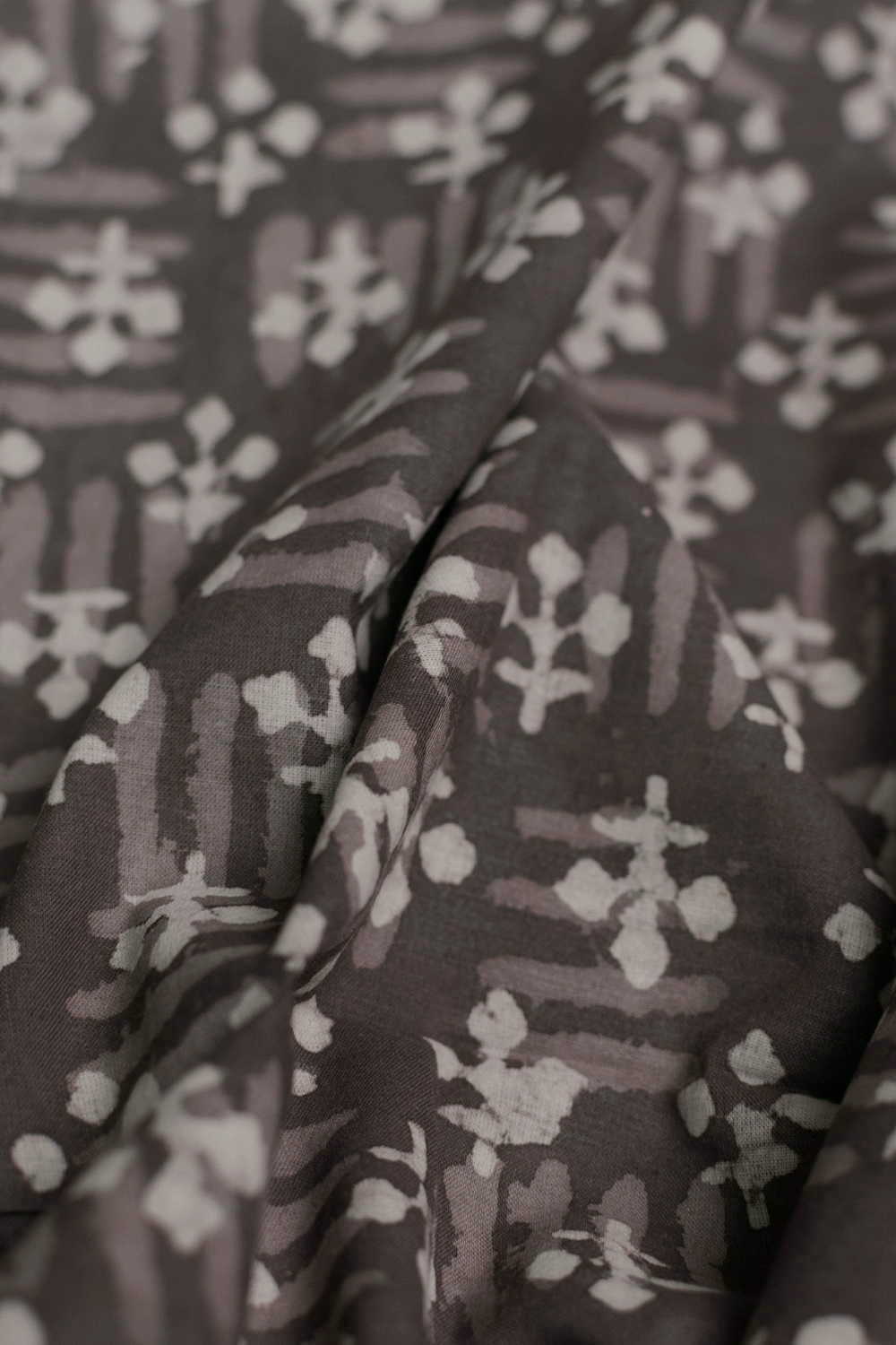 Elephant Grey Dabu Cotton Fabric - 1.6m - Image 3