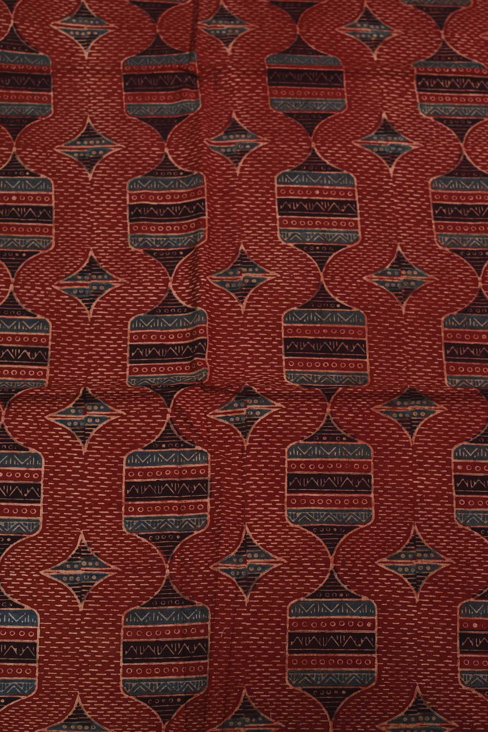 Subdued Maroon Ajrak Cotton Fabric - 1.4m - Image 4