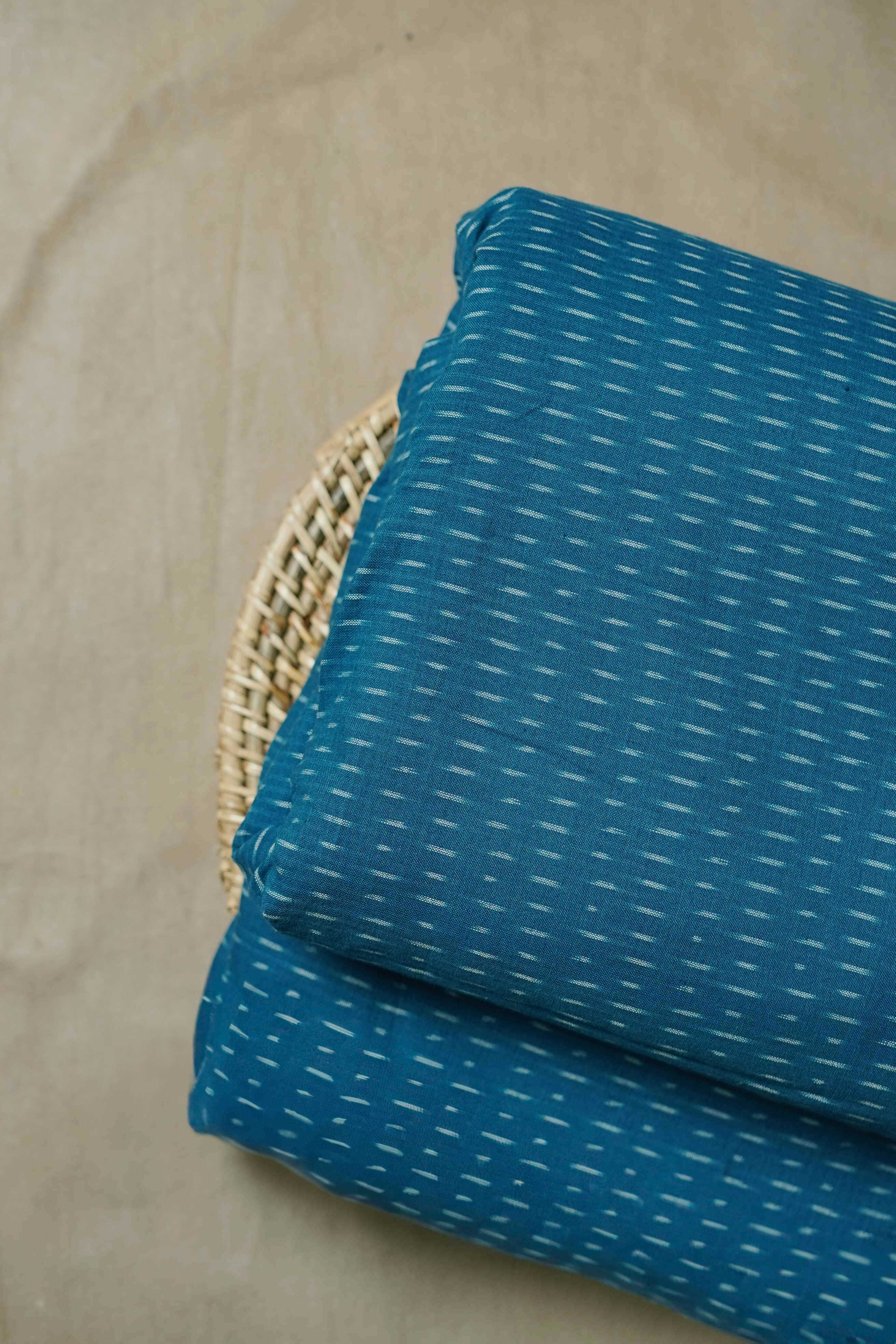 Irregular Lines - Blue Ikat Cotton Fabric - 0.6m - Image 2