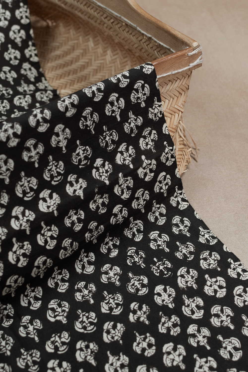 Motifs - Black Bagru Cotton Fabric - 1.8m