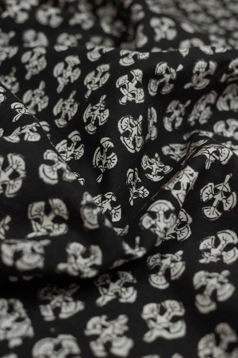 Motifs - Black Bagru Cotton Fabric - 1.8m - Image 3
