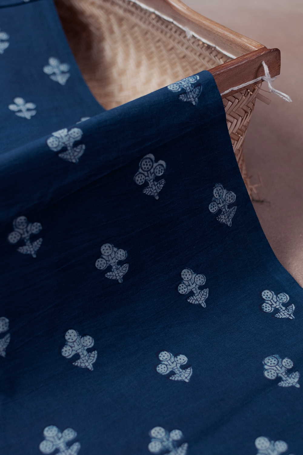 Butta - Indigo Dabu Cotton Fabric - 0.8m - Image 3