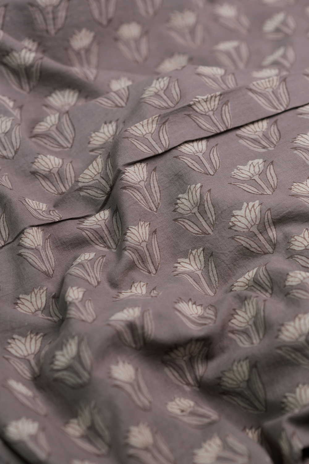 Florets on Grey Dabu Cotton Fabric - 0.8m - Image 2