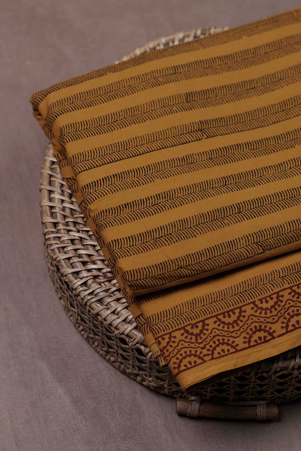 Vine Stipe on Mustard Bagh Cotton Fabric - 1.6m