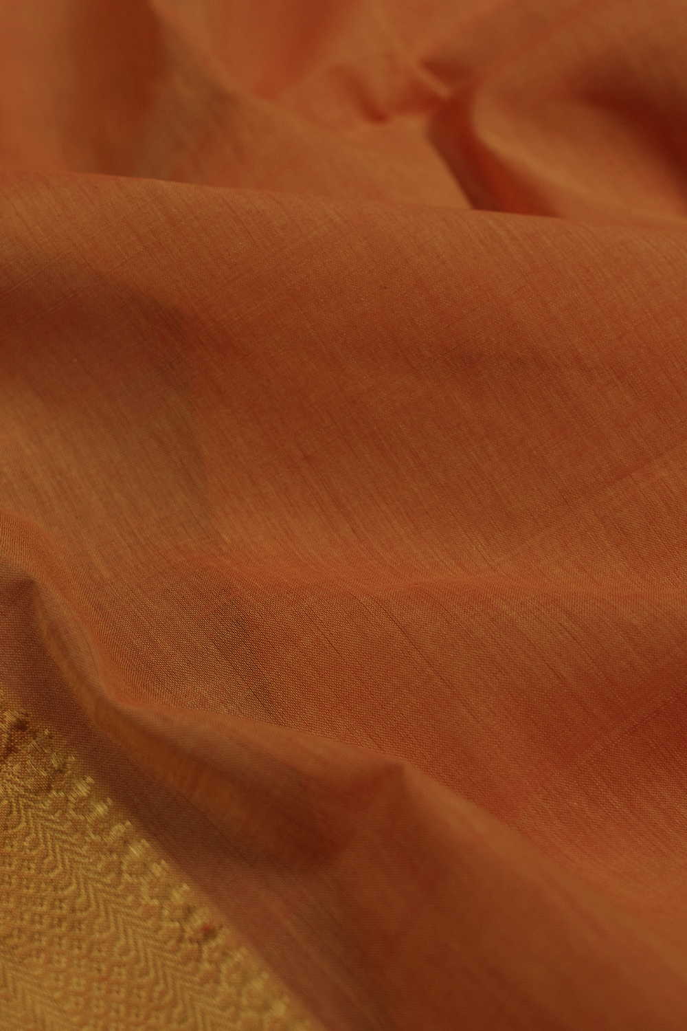 Fire Orange Mangalagiri Border Cotton Fabric - 0.85m - Image 2