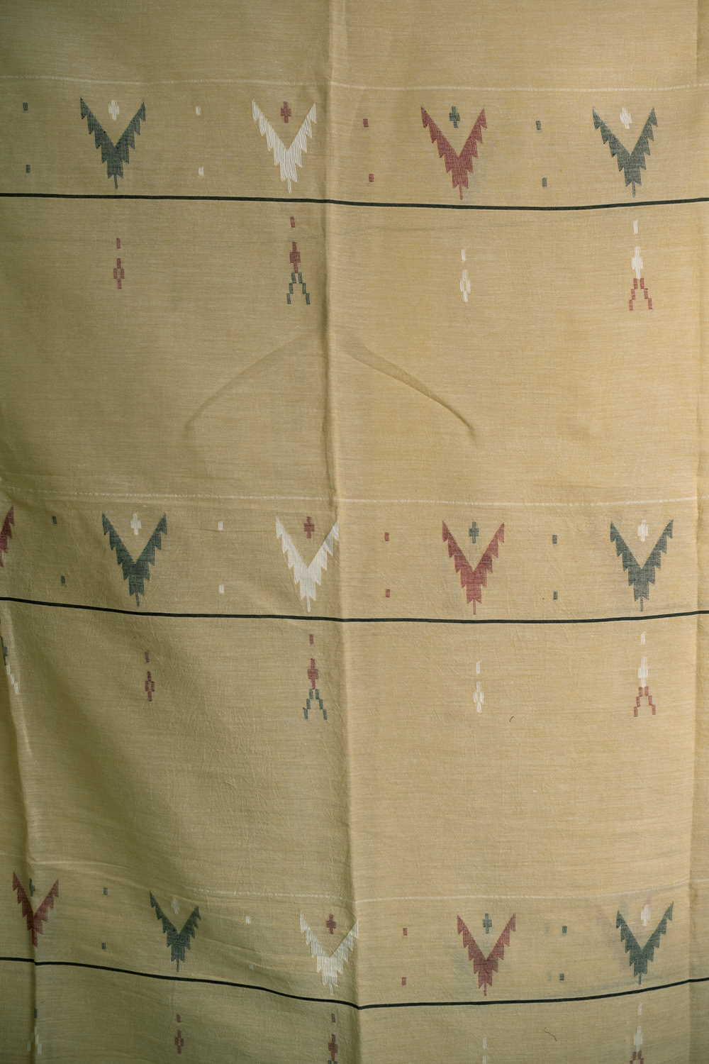 Mild Yellow Jamdani Cotton Fabric - 1m - Image 2