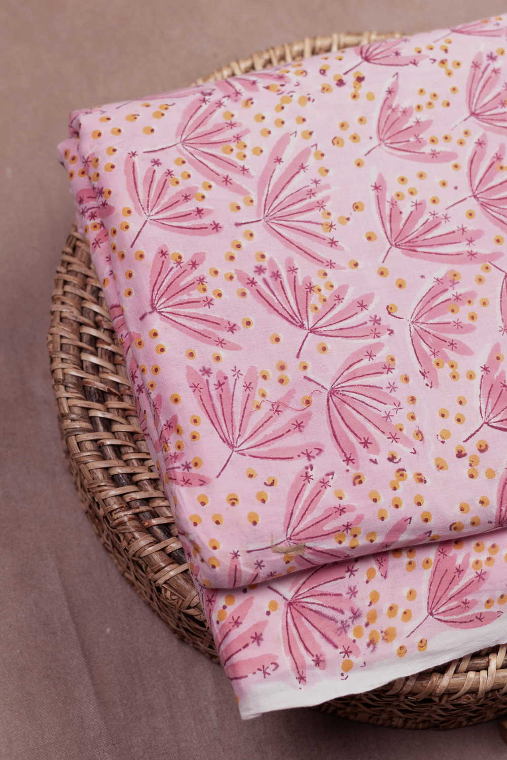 Patterns on Pink Sanganeri Cotton Fabric - 0.5m - Image 2