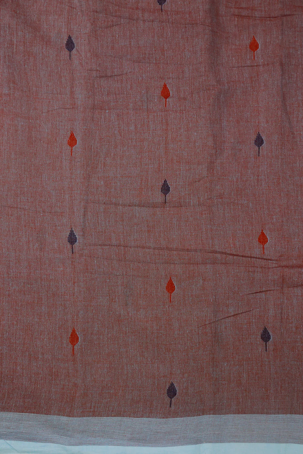 Dual-Shaded Red & Blue Bengal Jamdani Cotton Fabric - 0.65m - Image 3