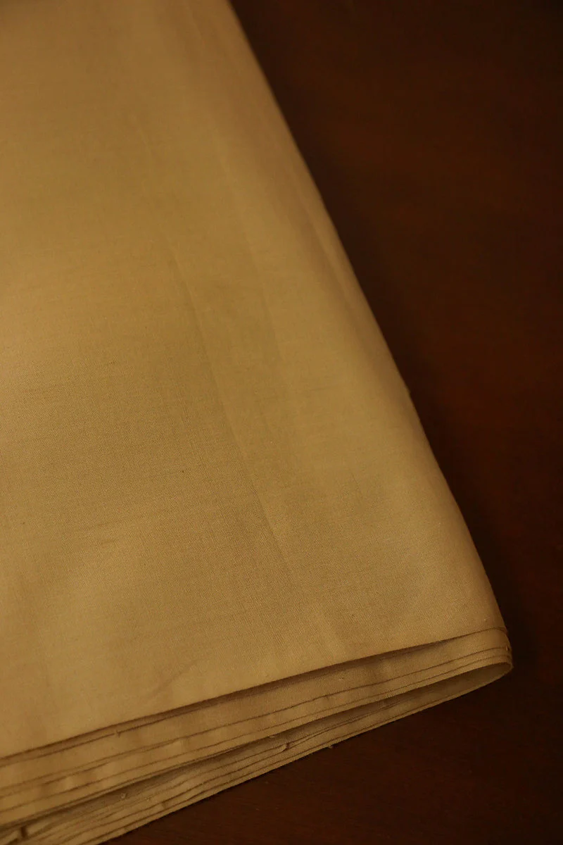 Biege Yarn Dyed Handwoven Cotton Fabric- 0.5m - Image 3