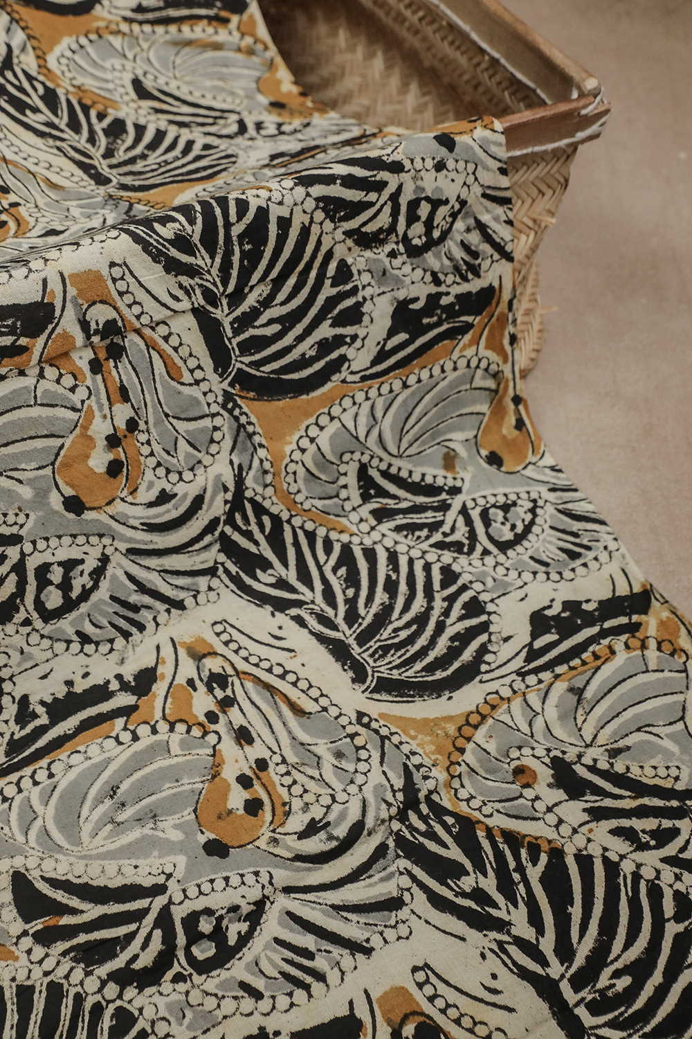 Multi-Colored Floral Printed kalamkari Cotton Fabric - 0.7m - Image 3