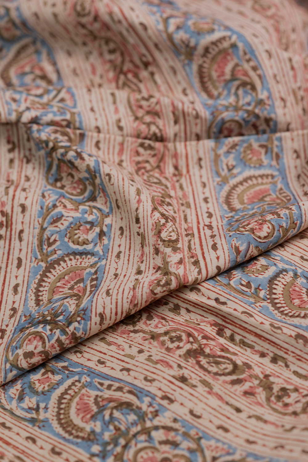 Meadow Stripes Printed kalamkari Cotton Fabric - Image 3