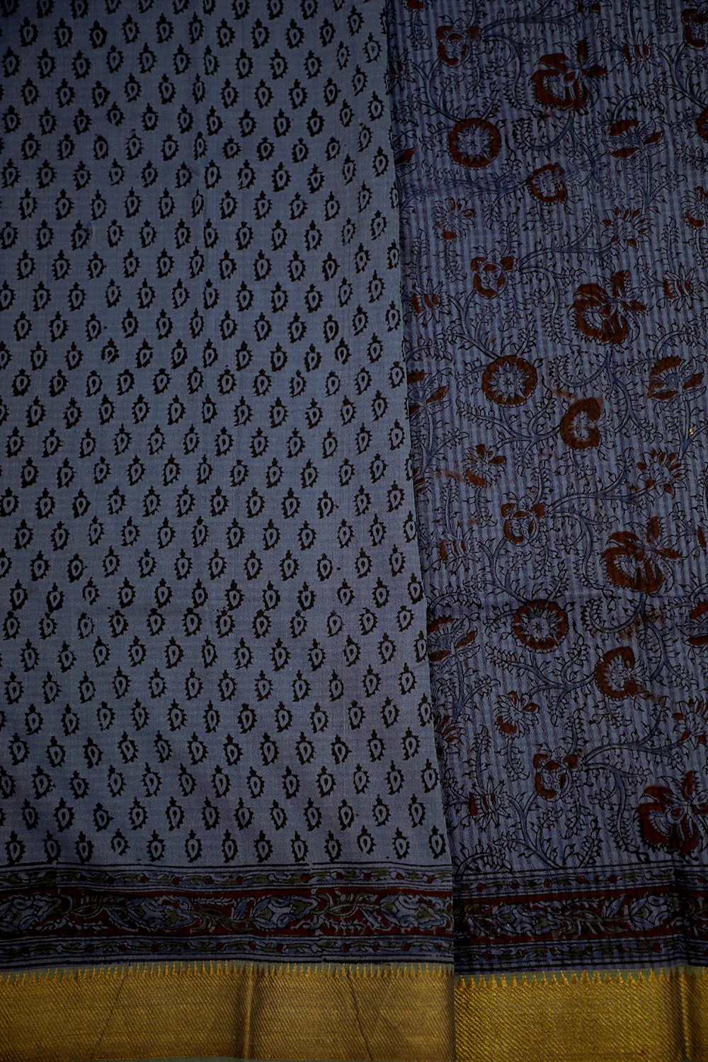 Dull Violet Handwoven Kalamkari Cotton Saree - Image 4