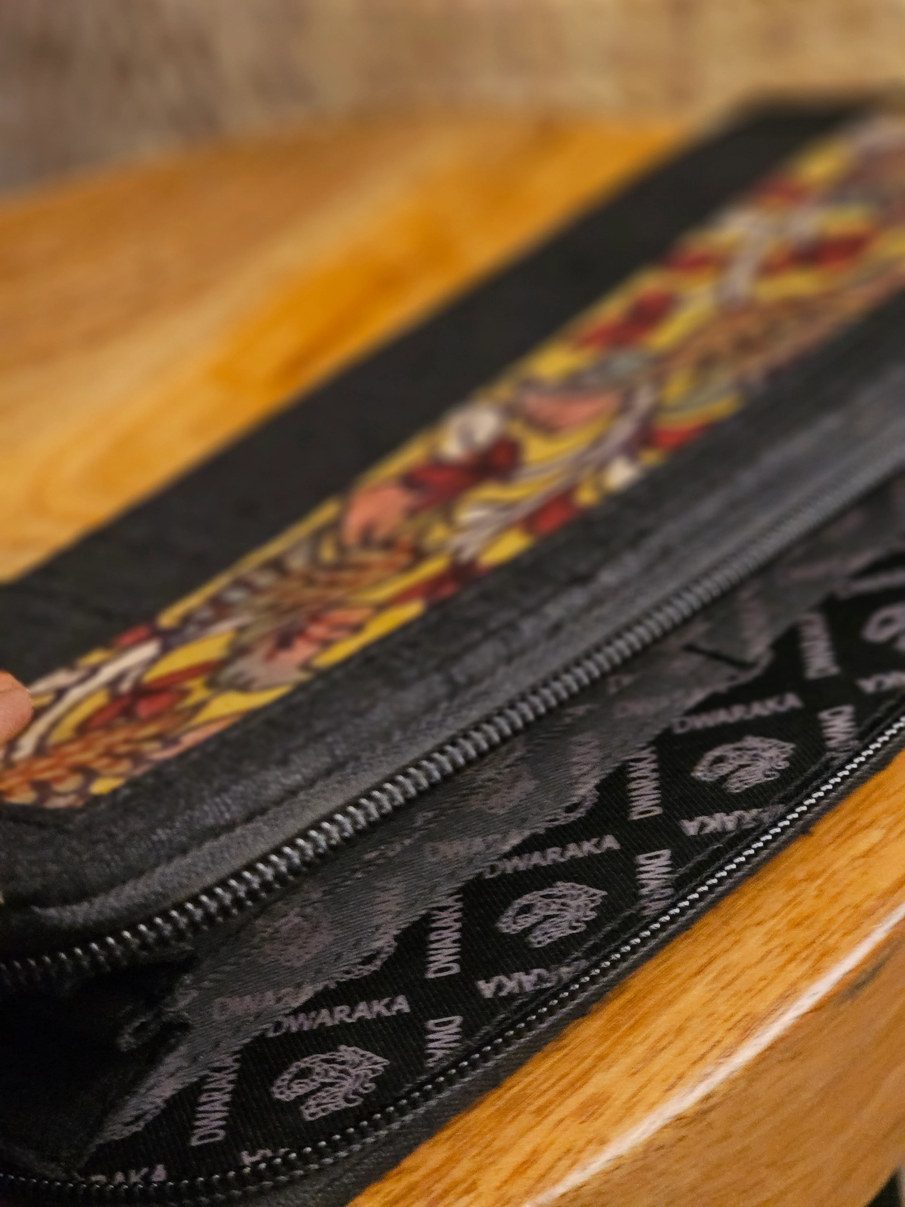Black Painted Kalamkari Zip Purse - Image 2