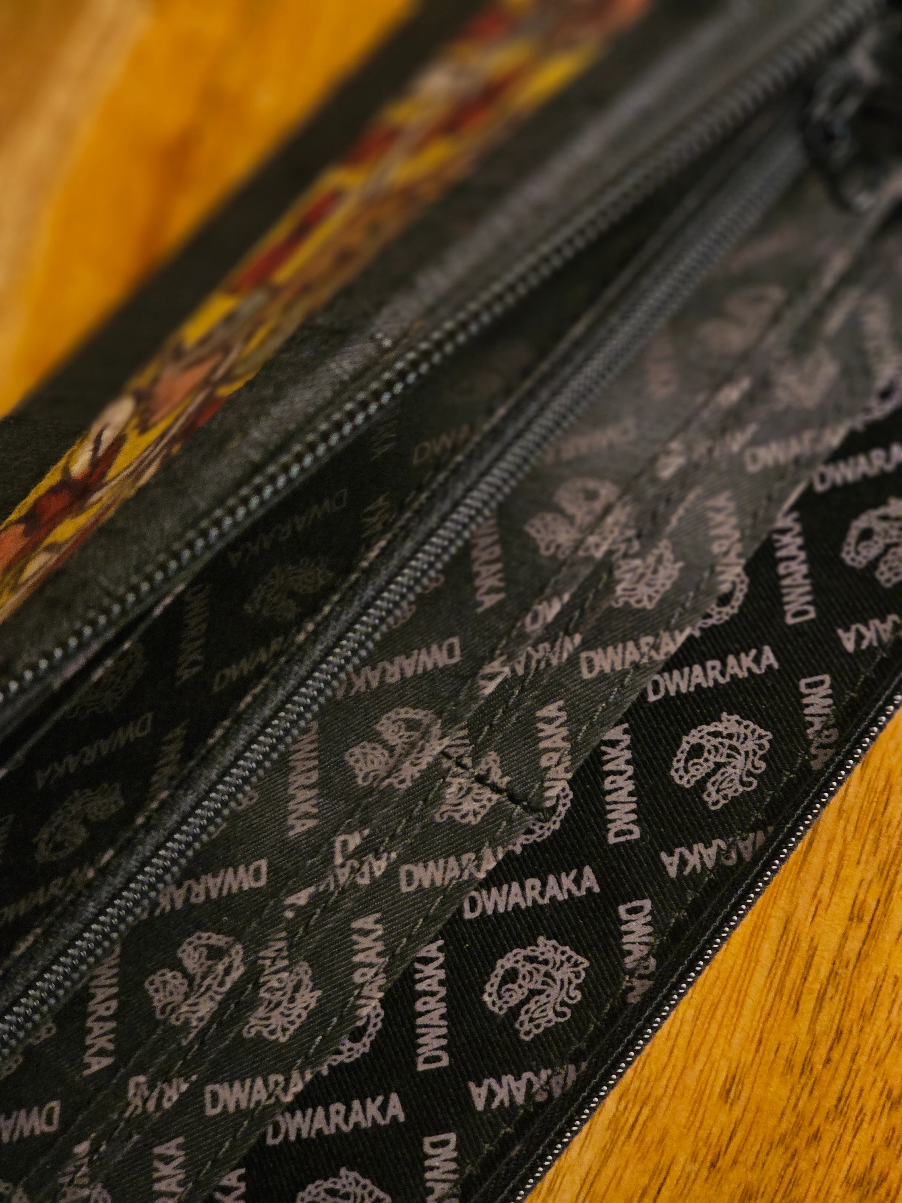 Black Painted Kalamkari Zip Purse - Image 3