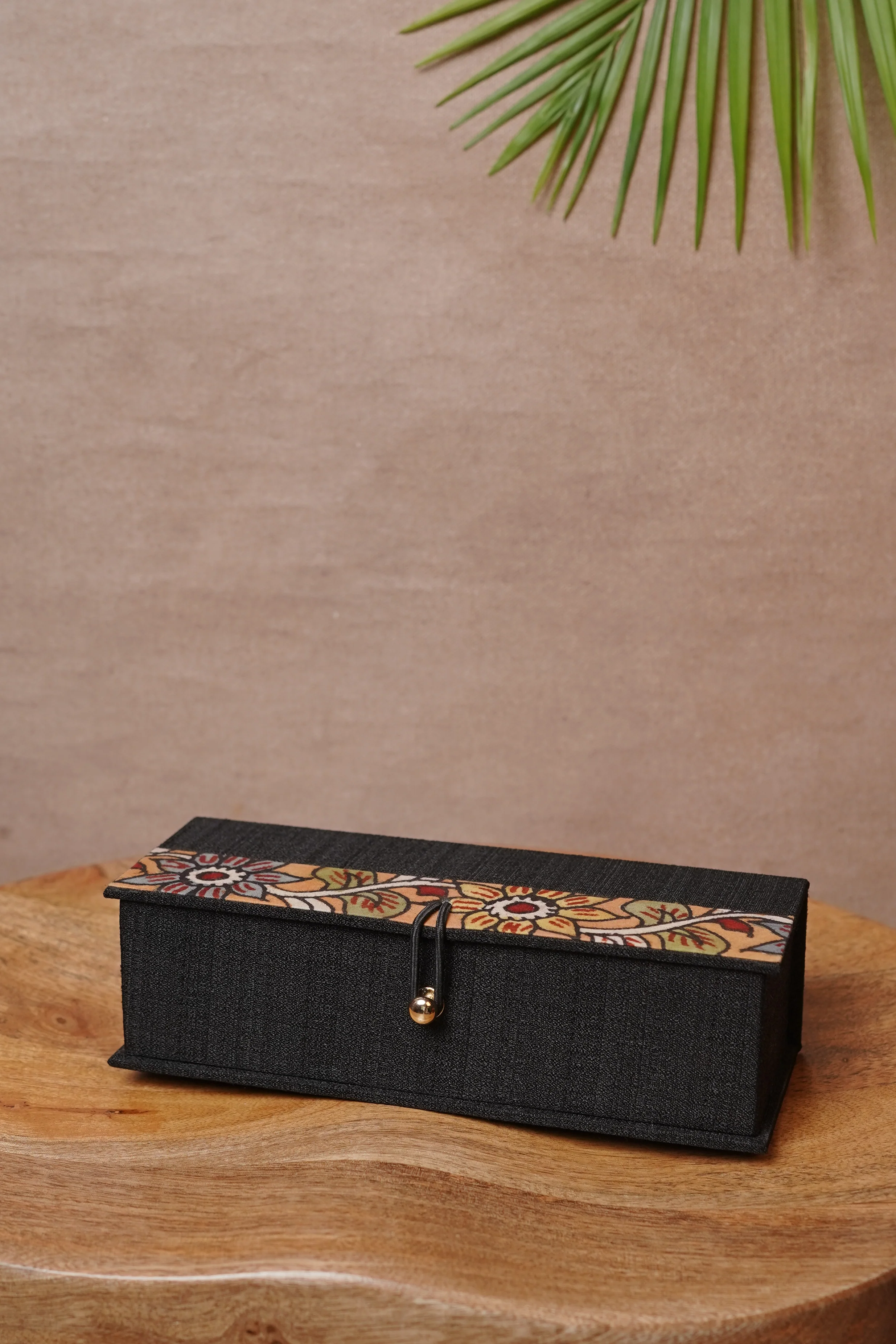 Black - Kalamkari Floral Storage Box - Image 4