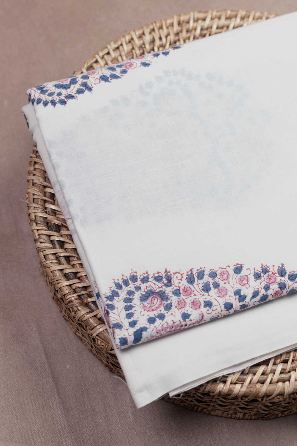 Big Floral on Cream Sanganeri Cotton Fabric