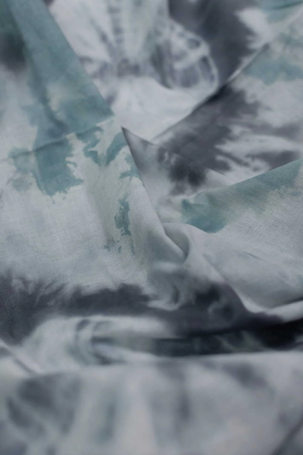 Smudged Grey Tie & Dye Cotton Fabric - Image 2