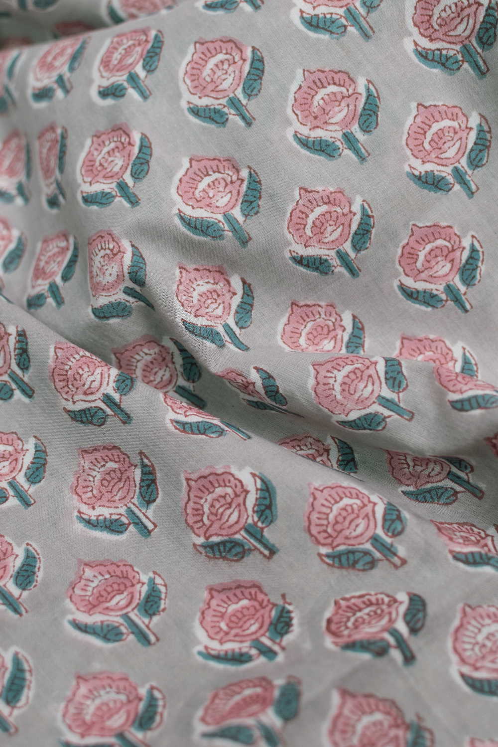 Little Butta - Grey Sanganeri Cotton Fabric - Image 3