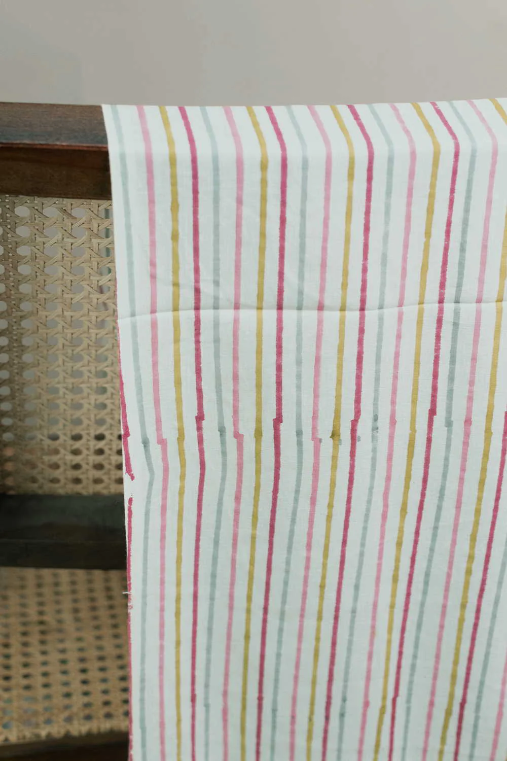 Coloured Stripe Sanganeri Cotton Fabric - Image 2