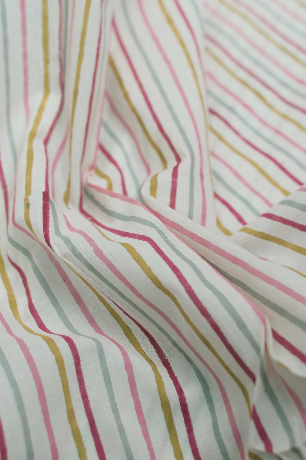 Coloured Stripe Sanganeri Cotton Fabric - Image 3