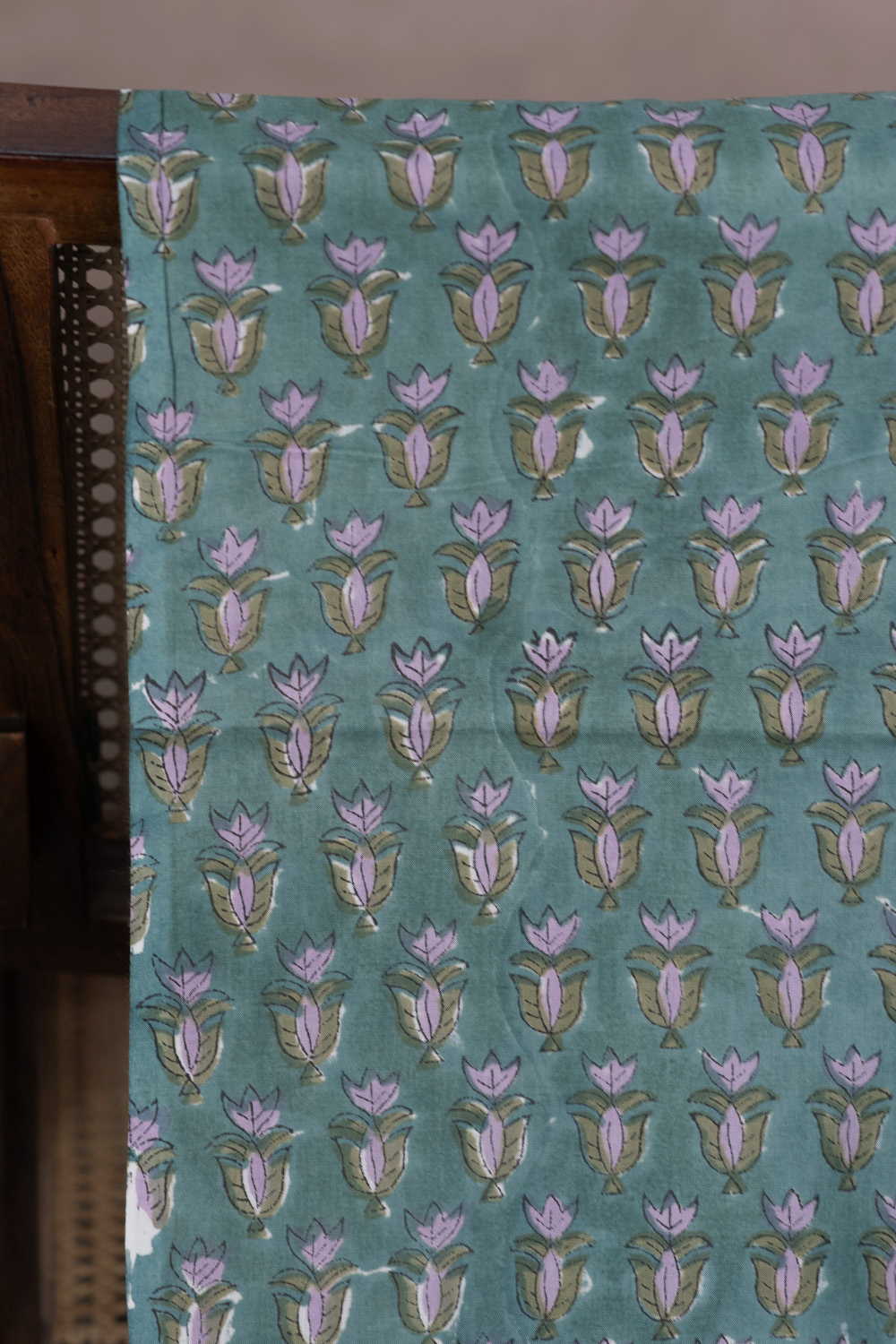 Meadow Green Buttas Sanganeri Cotton Fabric - Image 2