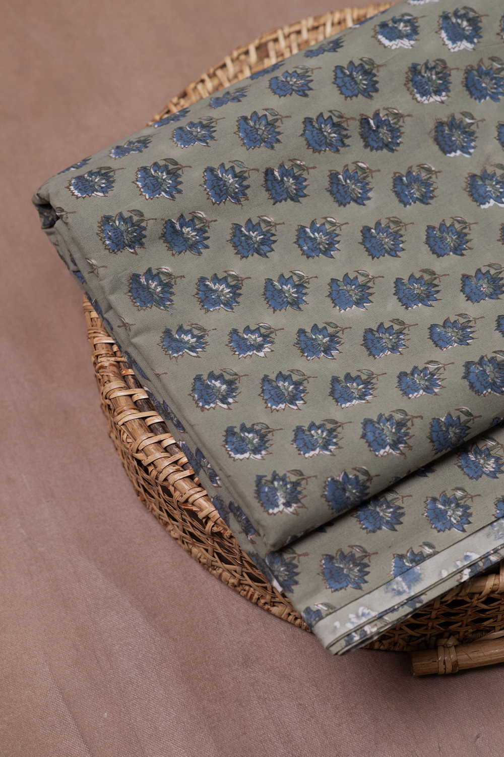 Green Sanganeri Cotton Fabric