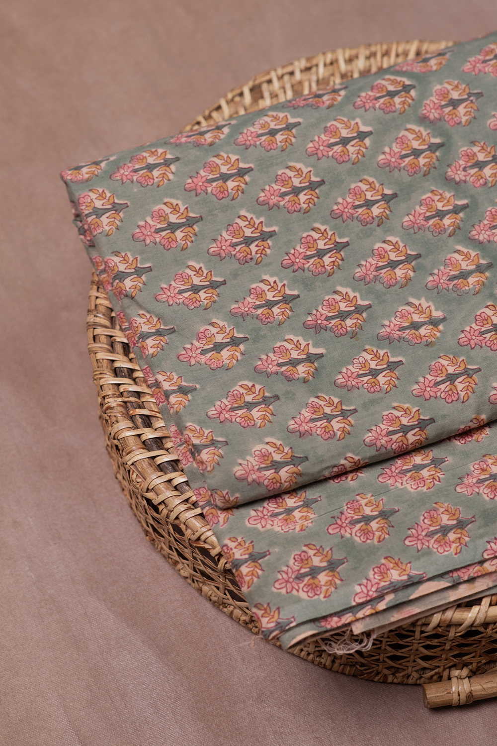 Soft Green Sanganeri Cotton Fabric