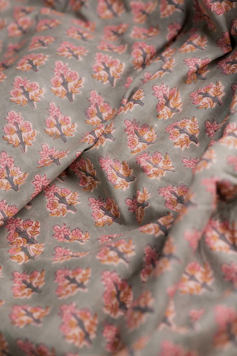 Soft Green Sanganeri Cotton Fabric - Image 3